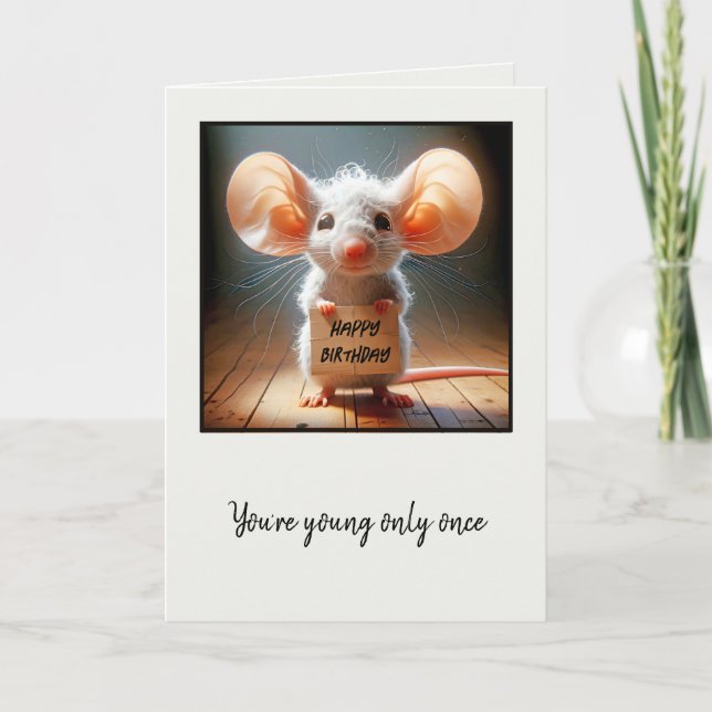 Carte Souris d'anniversaire avec panneau en carton (Devant)