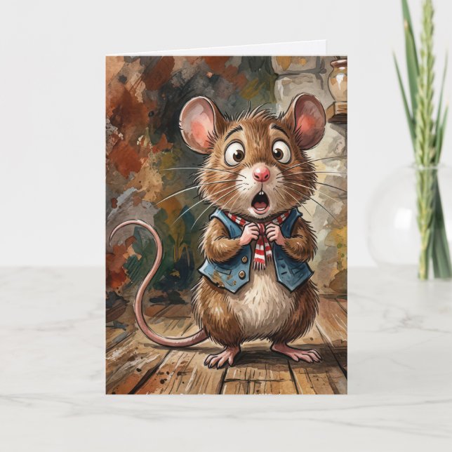 Carte Souris d'anniversaire avec un regard surpris  (Devant)