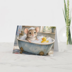 Carte Souris d'anniversaire dans un bain moussant avec u