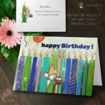 Souris d'anniversaire fantaisiste mignonne et boug
