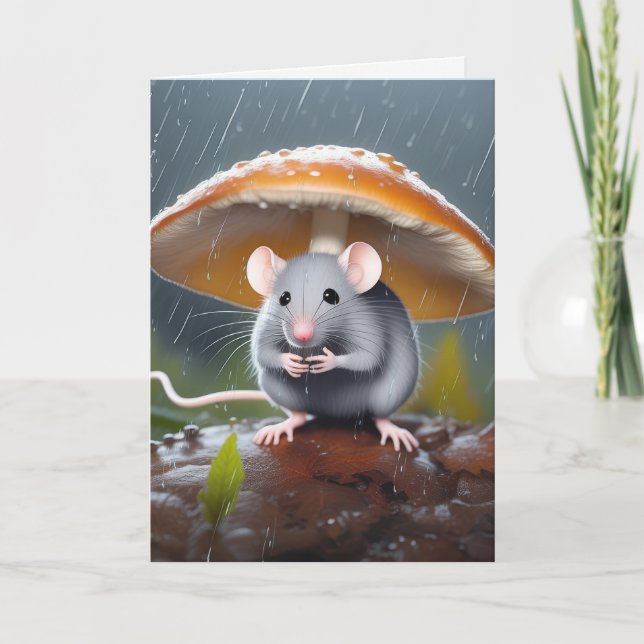 Carte Souris d'anniversaire sous un tabouret (Devant)