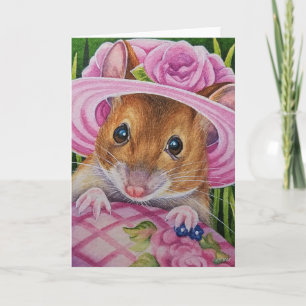Carte Souris dans le bonnet découvre une aquarelle d'œuf