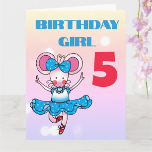 Carte Souris dansante personnalisée Fille 5ème anniversa