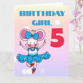 Carte Souris dansante personnalisée Fille 5ème anniversa