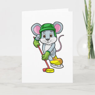 Carte Souris de hockey sur glace avec bâton de hockey su