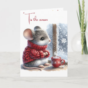 Carte Souris De Noël Avec Coco Chaud