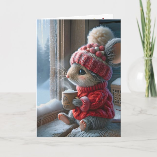 Carte Souris De Noël Avec Coco Chaud (Devant)