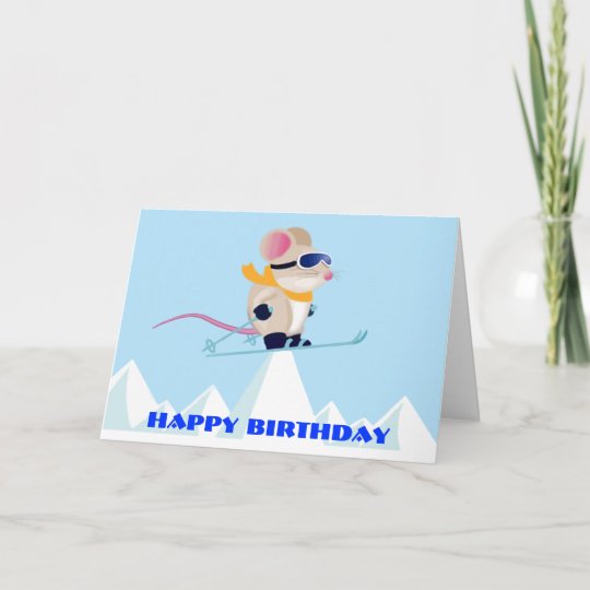 Carte Souris De Patrouille De Ski Dans L Anniversaire Zazzle Fr