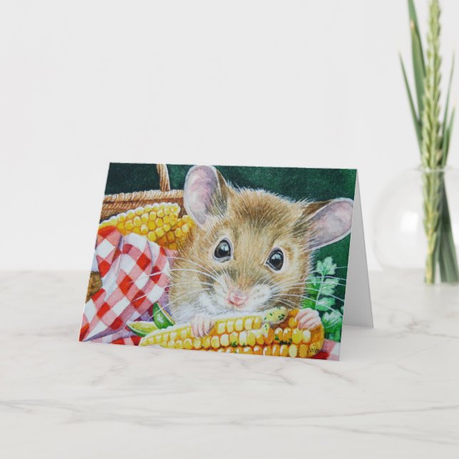 Carte Souris de pique-nique de Whimsical Mating Corn Wat (Devant)