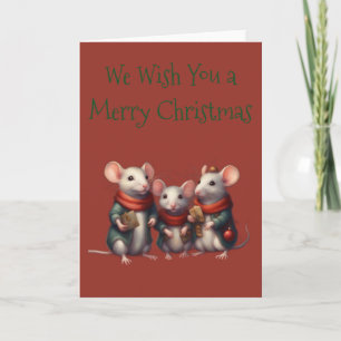 Carte Souris d'église chantant des chants de Noël 