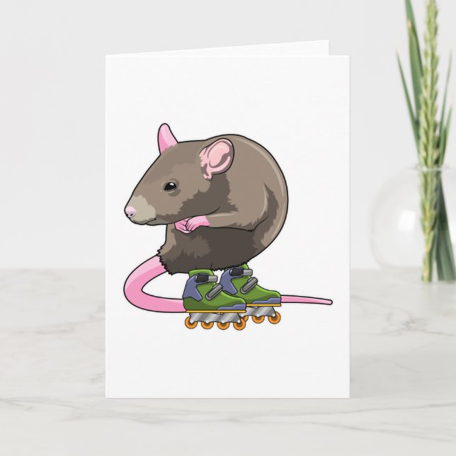 Carte Souris en patineur en ligne avec des patins en lig (Devant)