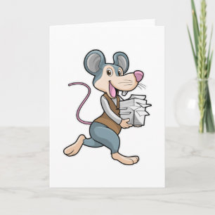Carte Souris en secrétaire avec papier