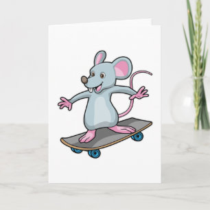 Carte Souris en skate avec skateboard