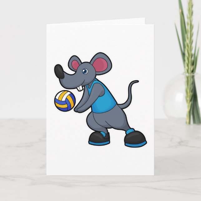 Carte Souris en volleyeur avec ballon de volley (Devant)
