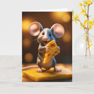 Carte Souris mignonne avec fromage