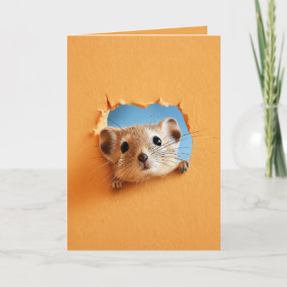 Carte Souris Orange Pop Out Bonjour