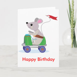 Carte Souris sur un scooter de patinage Anniversaire