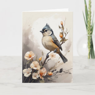 Carte Souris Tufted reposant sur les fleurs de membres d