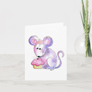 Carte Souris Whimsical mignonne avec Cupcake