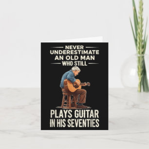 Carte Sous-estimer vieil homme joue de la guitare 70s dr