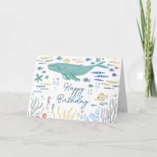 Carte Sous la baleine de mer Joyeux anniversaire