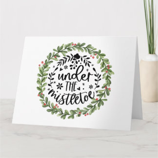 Carte Sous la couronne d'aquarelle Mistletoe