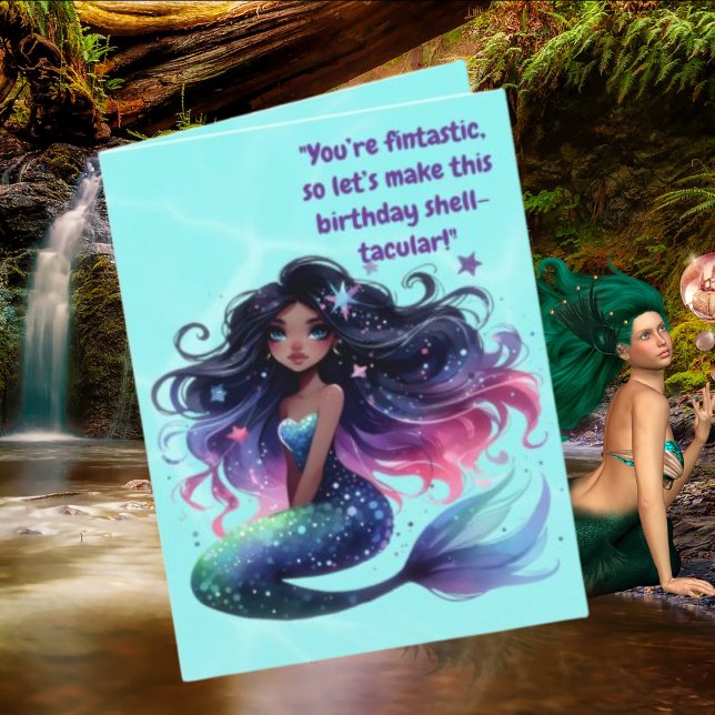 Carte Sous la mer Sirène photo voeux d'anniversaire (Créateur téléchargé)