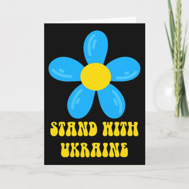 Carte Soutenez l'Ukraine Fleur Bleue et Jaune Solidarité (Devant)