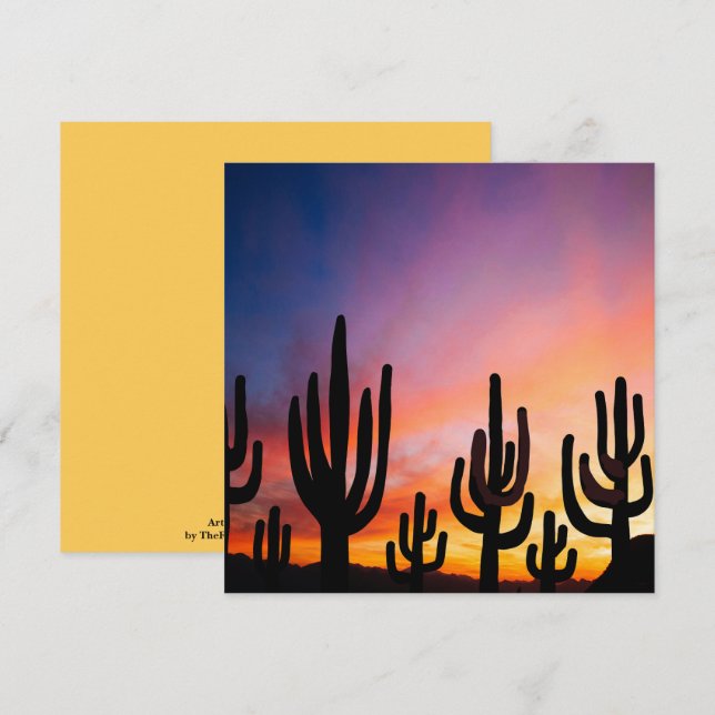 Carte Southwestern Desert Landscape Cactus Sunrise Image (Devant / Derrière)