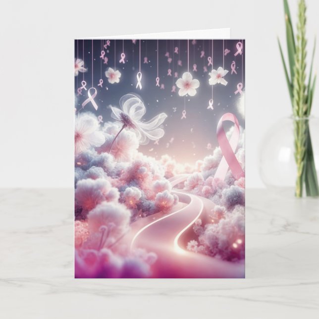 Carte Soutien Ruban Rose Cancer du Sein (Devant)