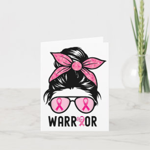 Carte Soutien Squad Messy Bun Pink Warrior Cancer du sei