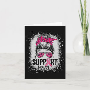 Carte Soutien Squad Messy Bun Pink Warrior Cancer du sei