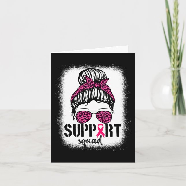 Carte Soutien Squad Messy Bun Pink Warrior Cancer du sei (Devant)