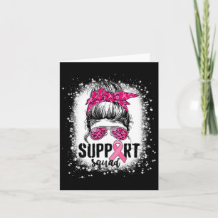 Carte Soutien Squad Messy Bun Pink Warrior Cancer du sei