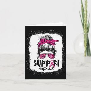 Carte Soutien Squad Messy Bun Pink Warrior Cancer du sei