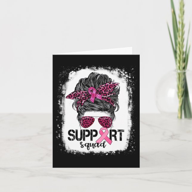 Carte Soutien Squad Messy Bun Pink Warrior Cancer du sei (Devant)