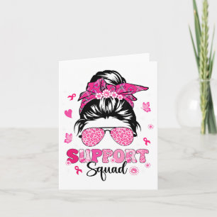 Carte Soutien Squad Messy Bun Pink Warrior Cancer du sei
