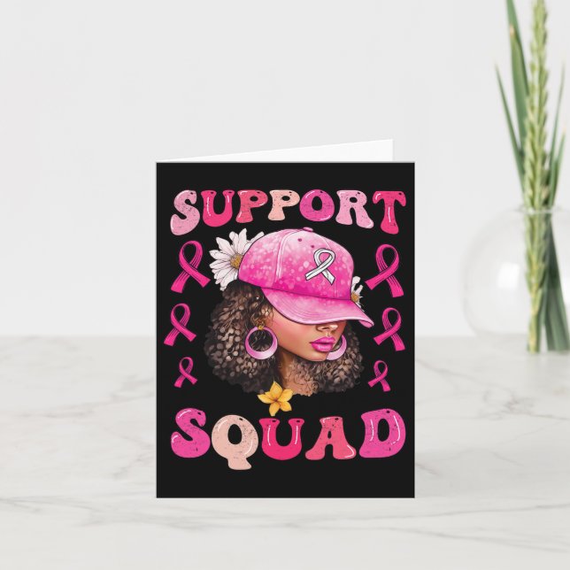 Carte Soutien Squad Messy Bun Pink Warrior Cancer du sei (Devant)