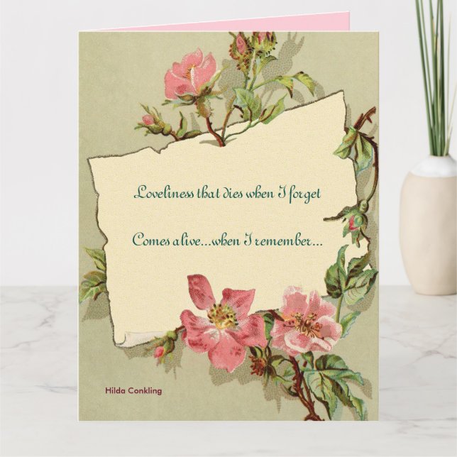 Carte Souvenez-vous de Citation Roses Roses Roses rose C (Devant)