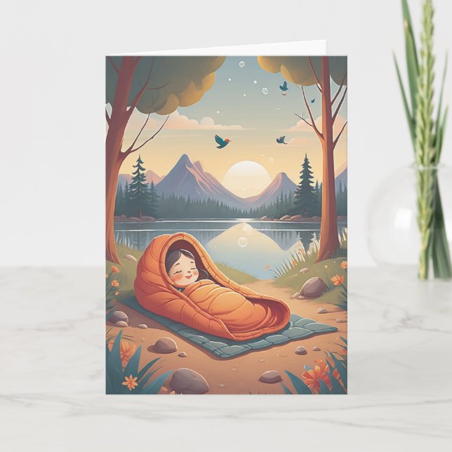 Carte Souvenirs d'anniversaire autour d'un feu de camp (Devant)
