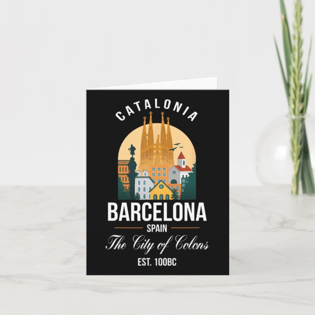 Carte Souvenirs de la vue panoramique de Barcelone Espag (Devant)