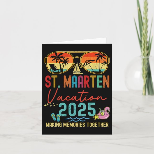 Carte Souvenirs de vacances rétro à St. Maarten 2025 Cor (Devant)