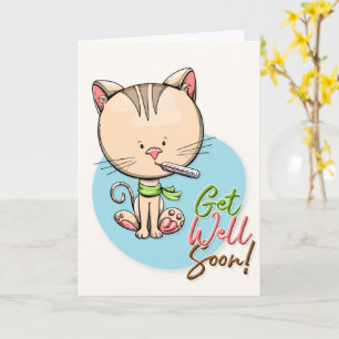 Carte Soyez Bien Bientôt Cute Kitty Salutation
