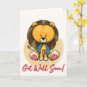 Carte Soyez Bien Bientôt Cute Lion Grey Card