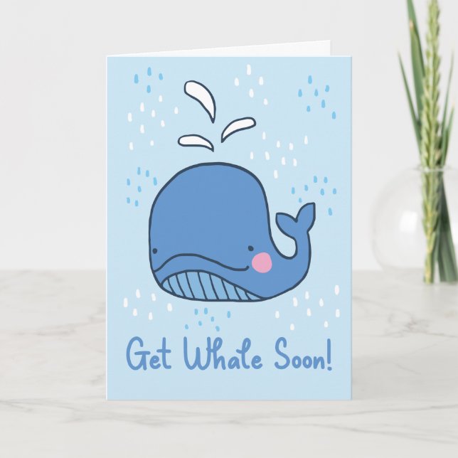 Carte Soyez Bien Bientôt Drôle Cartoon Whale Salutation (Devant)