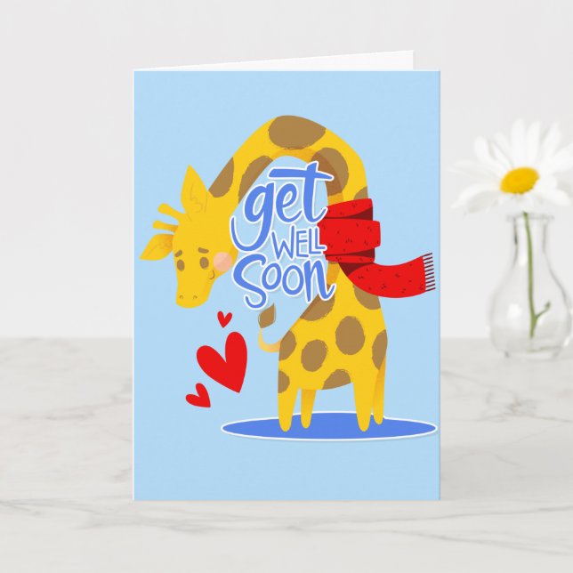 Carte Soyez Bien Bientôt Mete Giraffe Salutation (Petite plante)