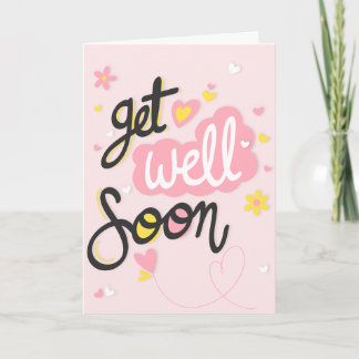 Carte Soyez bien Bientôt Pink and Yellow Typography Salu