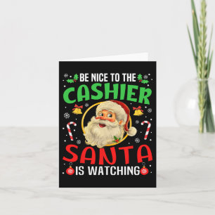 Carte Soyez Gentil À La Caisse Père Noël Regarde Noël