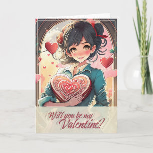 Carte Soyez ma Saint-Valentin en style manga 31470