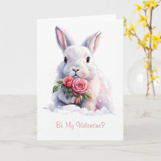 Carte Soyez mon lapin de lapin sucré Valentine dans la n (Fleur jaune)